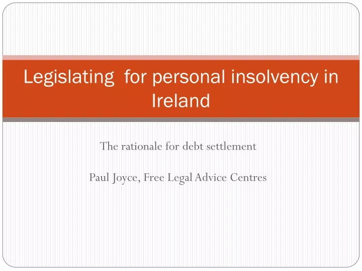 legislating for personal insolvency in ireland