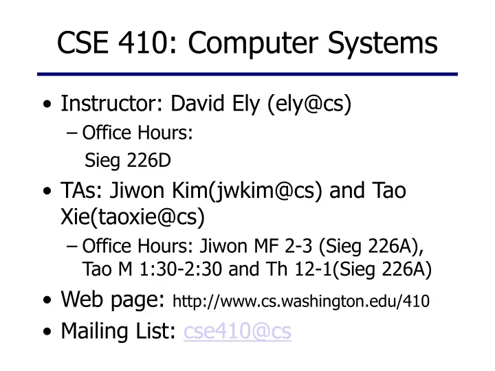 cse 410 computer systems