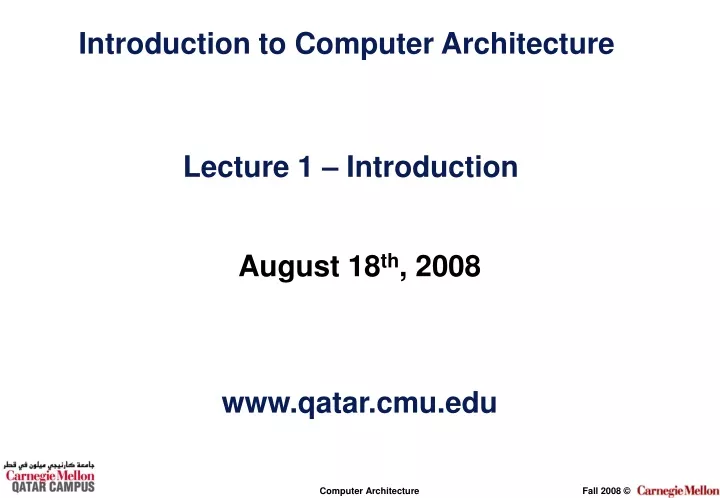 introduction to computer architecture lecture