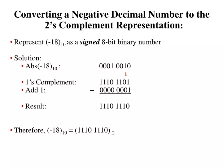 converting a negative decimal number