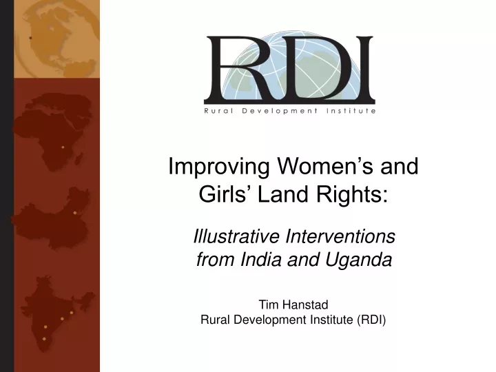 improving women s and girls land rights