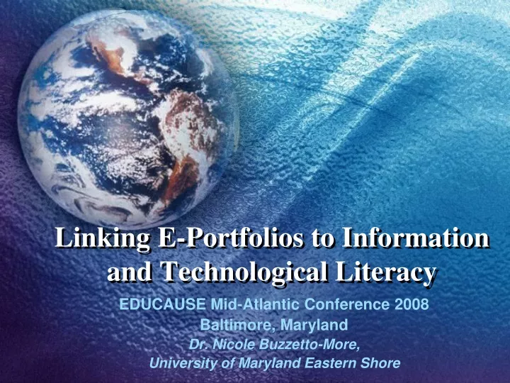 linking e portfolios to information and technological literacy