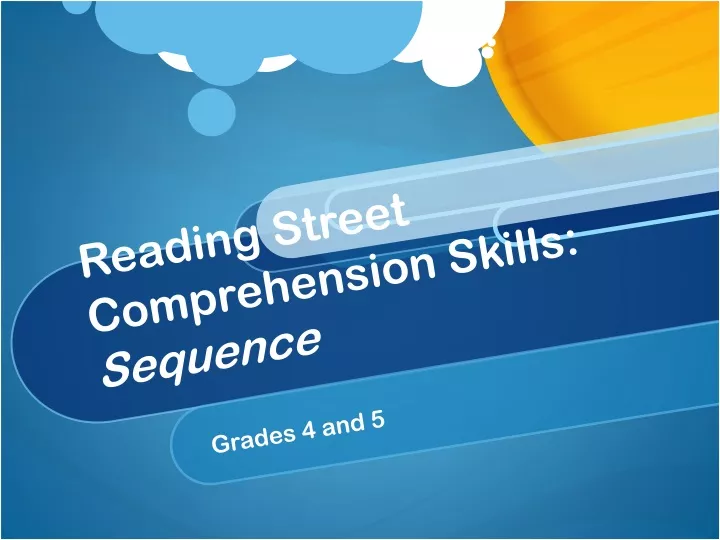 reading street comprehension skills sequence