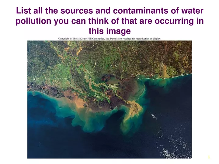 list all the sources and contaminants of water