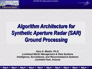 Algorithm Architecture for Synthetic Aperture Radar (SAR) Ground Processing