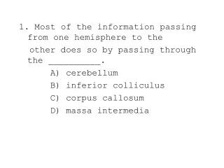 1. Most of the information passing from one hemisphere to the