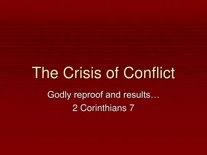 the crisis of conflict