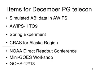 Items for December PG telecon
