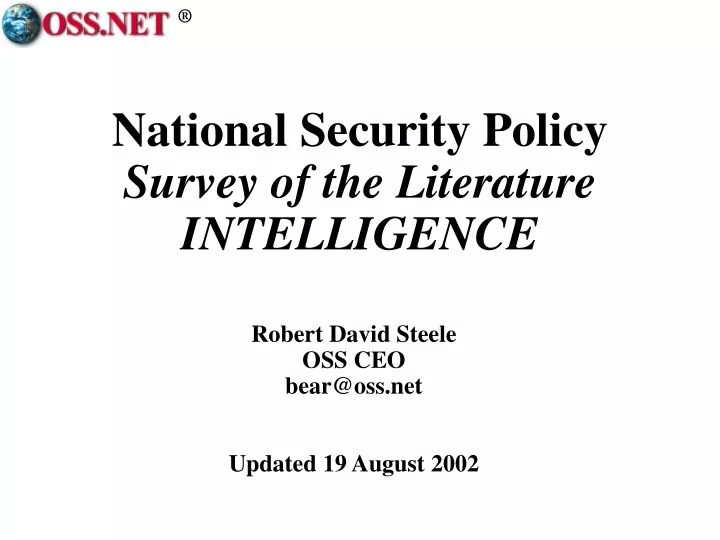 national security policy survey of the literature intelligence