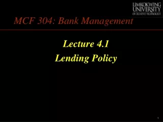 MCF 304: Bank Management