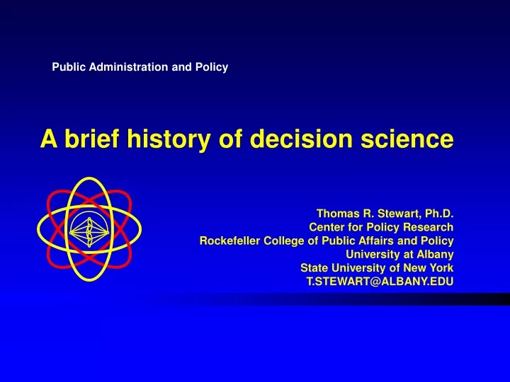 a brief history of decision science