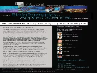 Clinical Bioinformatics: the need for CBAS and SCBC in Applied Sciences?