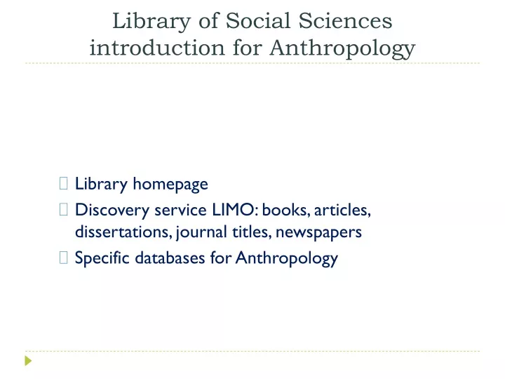 library of social sciences introduction for anthropology