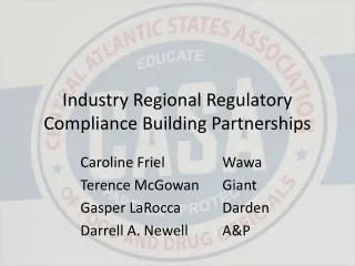 Industry Regional Regulatory Compliance Building Partnerships