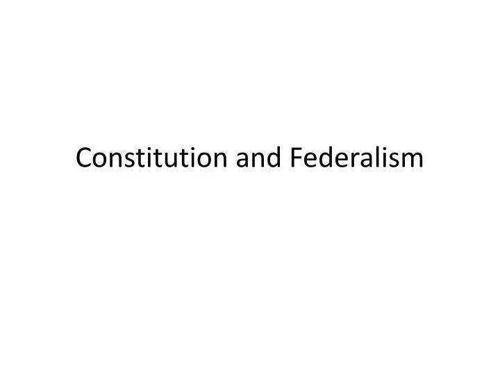 constitution and federalism