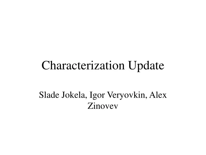 characterization update