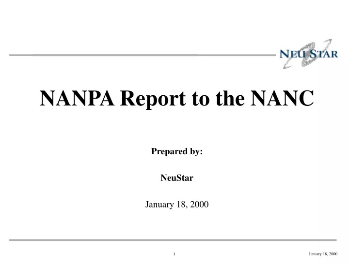 nanpa report to the nanc prepared by neustar