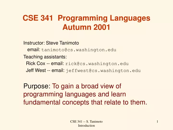 cse 341 programming languages autumn 2001