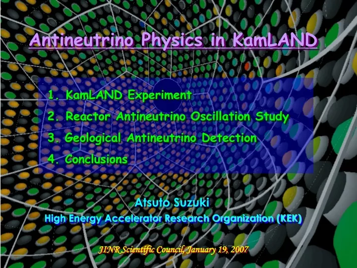 kamland experiment reactor antineutrino