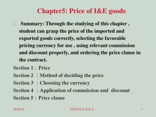  Chapter5: Price of I&amp;E goods