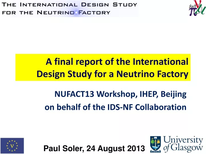 a final report of the international design study