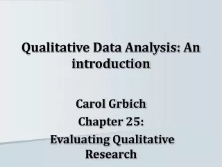 Qualitative Data Analysis: An introduction