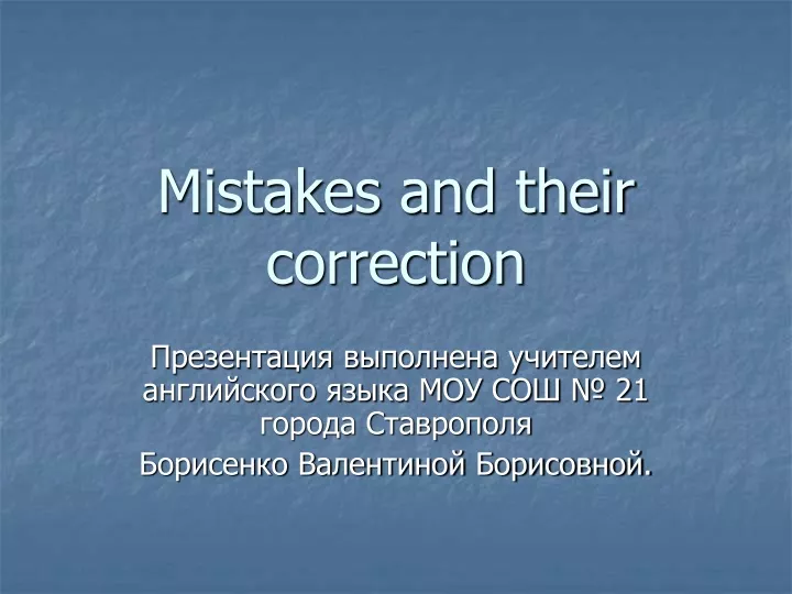 mistakes and their correction