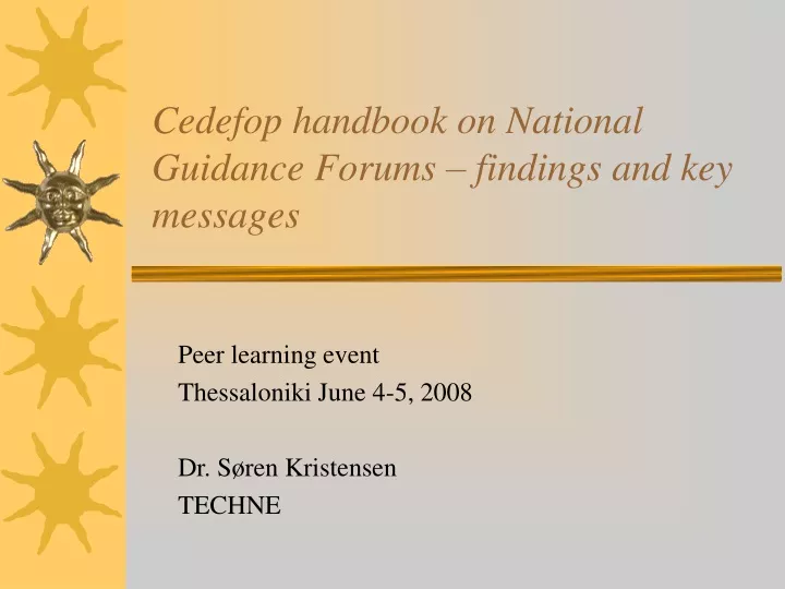 cedefop handbook on national guidance forums findings and key messages