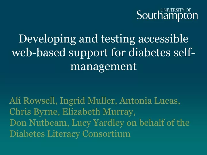 developing and testing accessible web based support for diabetes self management