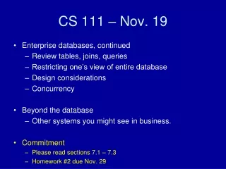 CS 111 – Nov. 19
