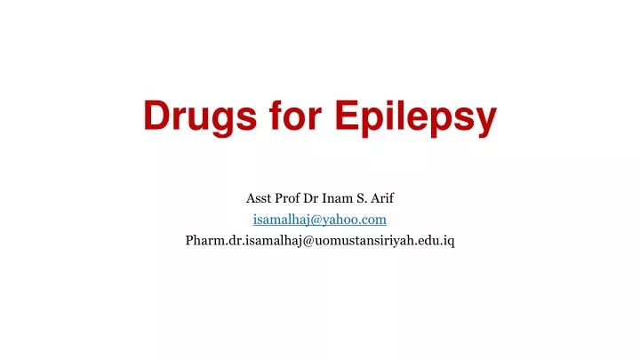drugs for epilepsy