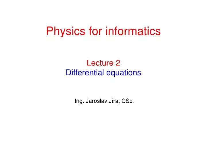 lecture 2 differential equations