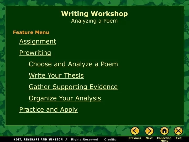 writing workshop analyzing a poem