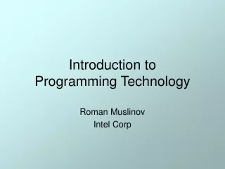 Introduction to Programming Technology