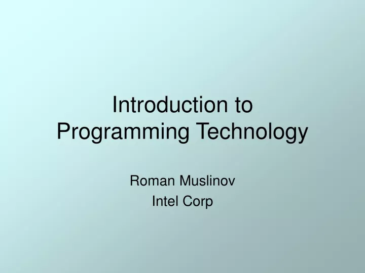 introduction to programming technology