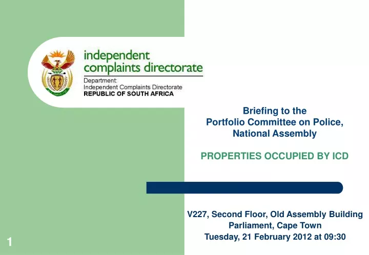 briefing to the portfolio committee on police