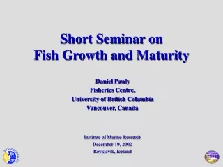 Short Seminar on  Fish Growth and Maturity