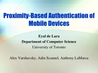 proximity based authentication of mobile devices