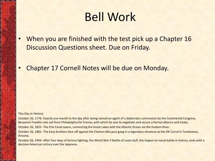 bell work