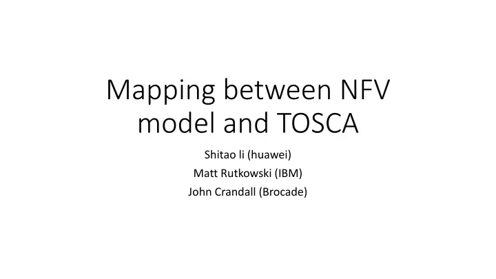 mapping between nfv model and tosca