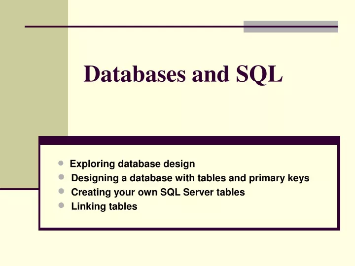 databases and sql