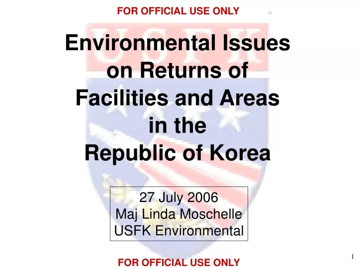 environmental issues on returns of facilities and areas in the republic of korea