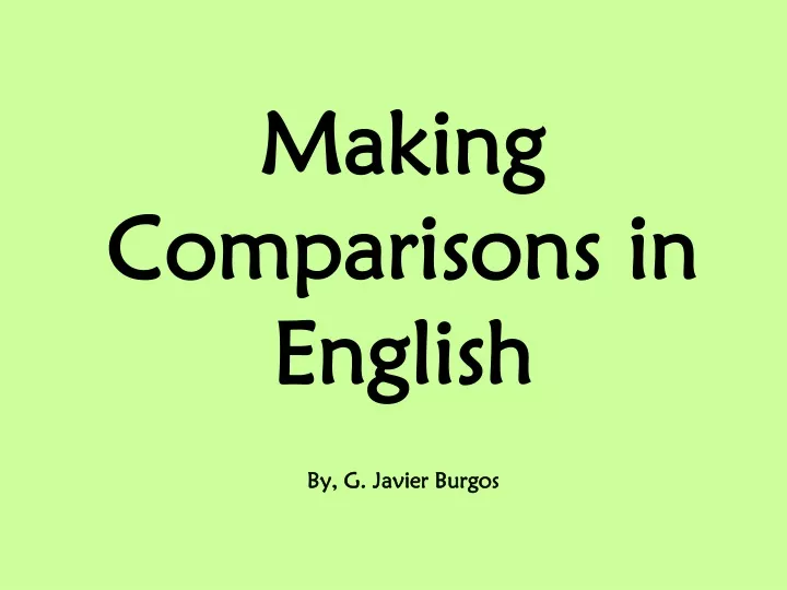 making comparisons in english by g javier burgos