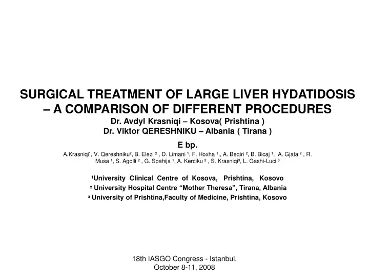 surgical treatment of large liver hydatidosis