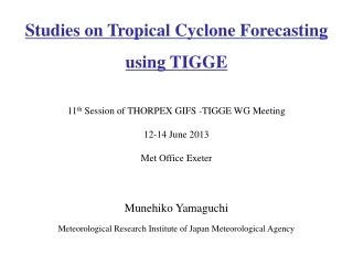 Munehiko Yamaguchi Meteorological Research Institute of Japan Meteorological Agency