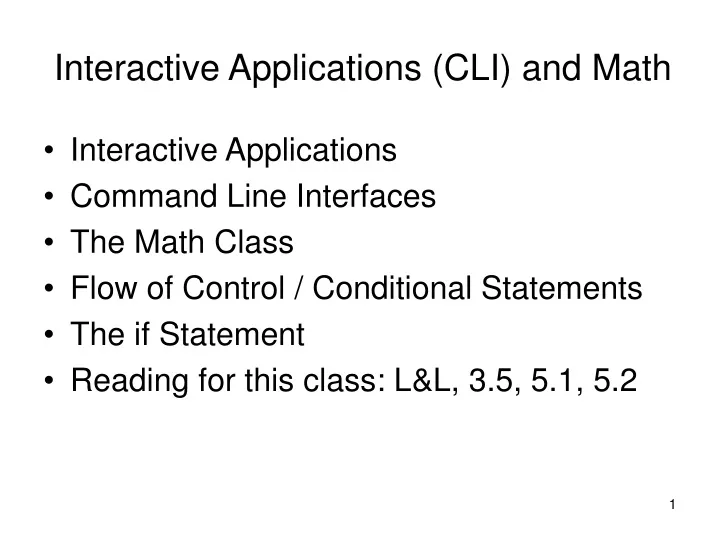 interactive applications cli and math