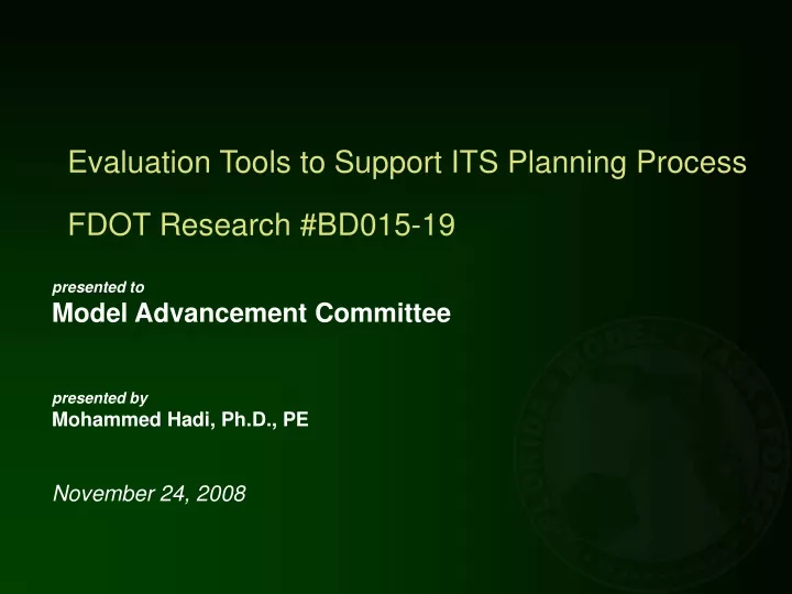 evaluation tools to support its planning process fdot research bd015 19