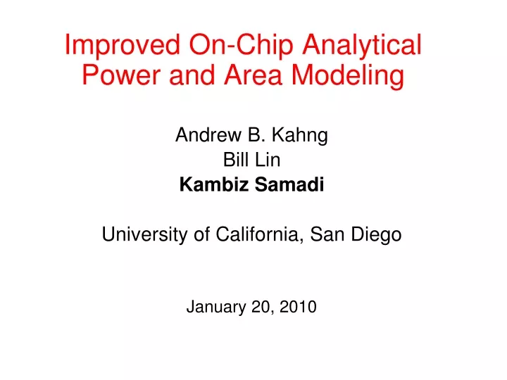 improved on chip analytical power and area modeling