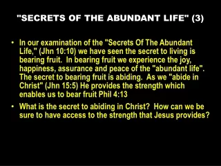 &quot;SECRETS OF THE ABUNDANT LIFE&quot; (3)