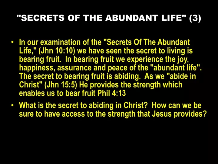 secrets of the abundant life 3